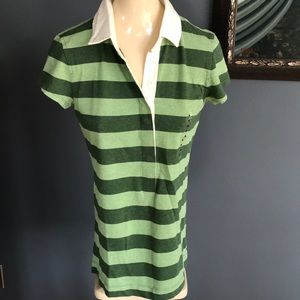 Gap green stripe short sleeve polo, medium